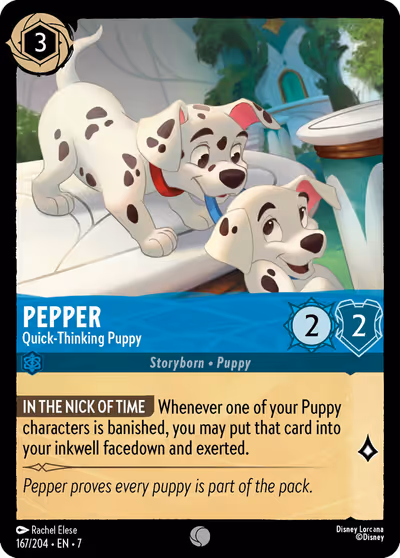 Pepper - Quick-Thinking Puppy #167 — Archazia's Island (Common) · Disney Lorcana