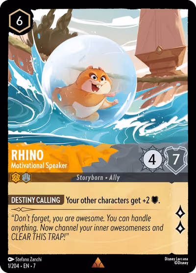 Rhino - Motivational Speaker #1 — Archazia's Island (Rare) · Disney Lorcana