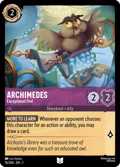 Archimedes - Exceptional Owl #76 — Archazia's Island (Uncommon) · Disney Lorcana