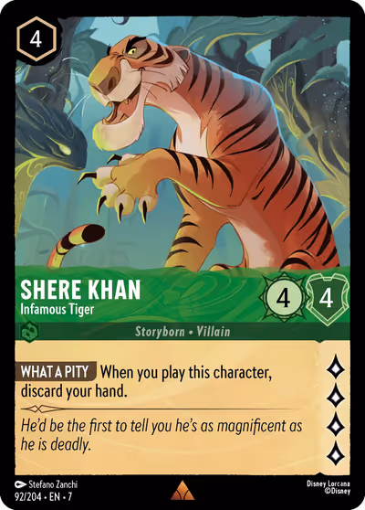 Shere Khan - Infamous Tiger #92 — Archazia's Island (Rare) · Disney Lorcana
