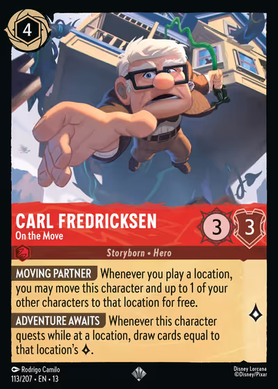 Carl Fredricksen - On the Move #113 Foil — Attack of the Vine! (Super Rare) · Disney Lorcana