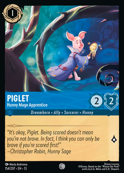 Piglet - Hunny Mage Apprentice #154 — Attack of the Vine! (Common) · Disney Lorcana