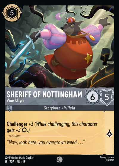 Sheriff of Nottingham - Vine Slayer #181 — Attack of the Vine! (Common) · Disney Lorcana