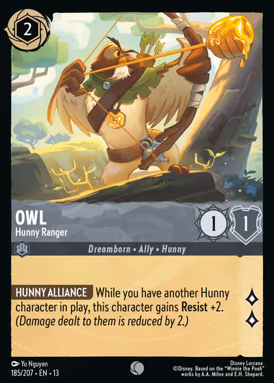 Owl - Hunny Ranger #185 — Attack of the Vine! (Common) · Disney Lorcana