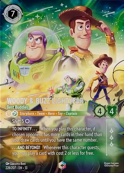 Woody & Buzz Lightyear - Best Buddies #228 Foil — Attack of the Vine! (Enchanted) · Disney Lorcana