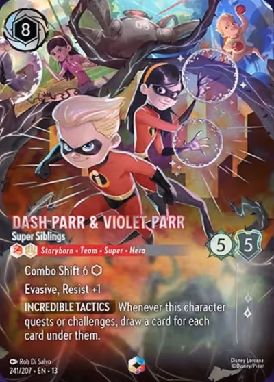 Dash Parr & Violet Parr - Super Siblings #241 Foil — Attack of the Vine! (Enchanted) · Disney Lorcana