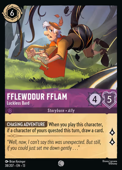 Fflewddur Fflam - Luckless Bard #38 — Attack of the Vine! (Common) · Disney Lorcana