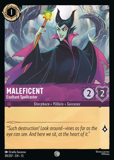 Maleficent - Exultant Spellcaster #39 — Attack of the Vine! (Common) · Disney Lorcana
