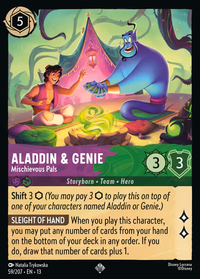 Aladdin & Genie - Mischievous Pals #59 Foil — Attack of the Vine! (Super Rare) · Disney Lorcana