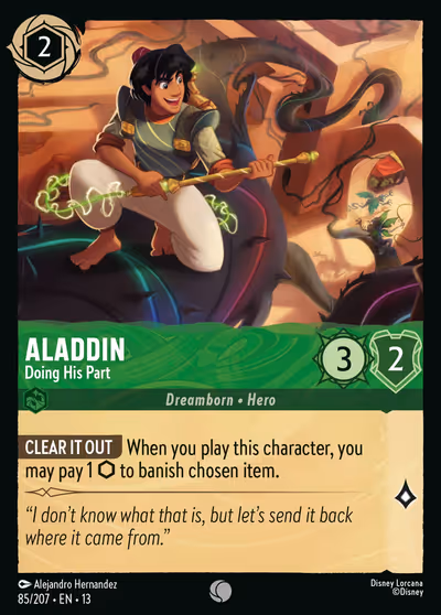 Aladdin - Doing His Part #85 — Attack of the Vine! (Common) · Disney Lorcana