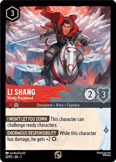 Li Shang - Newly Promoted (League) #22 Foil — Promo Set 2 (Promo) · Disney Lorcana