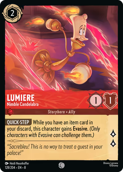 Lumiere - Nimble Candelabra #128 — Reign of Jafar (Common) · Disney Lorcana