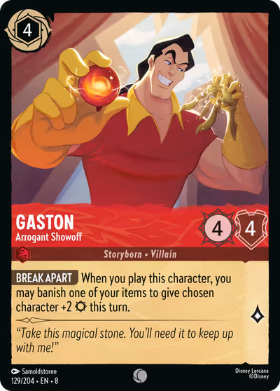 Gaston - Arrogant Showoff #129 — Reign of Jafar (Common) · Disney Lorcana