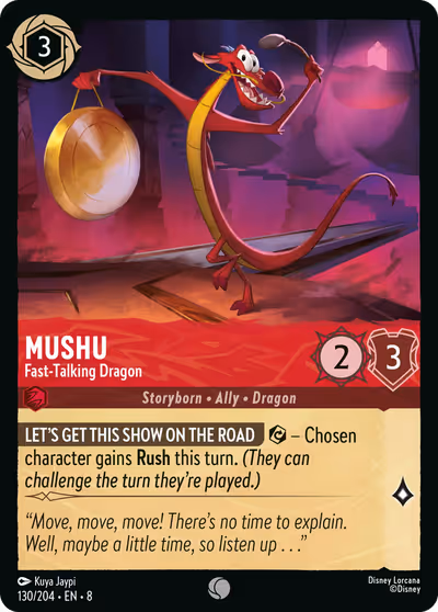 Mushu - Fast-Talking Dragon #130 — Reign of Jafar (Common) · Disney Lorcana