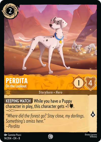Perdita - On the Lookout #14 — Reign of Jafar (Common) · Disney Lorcana
