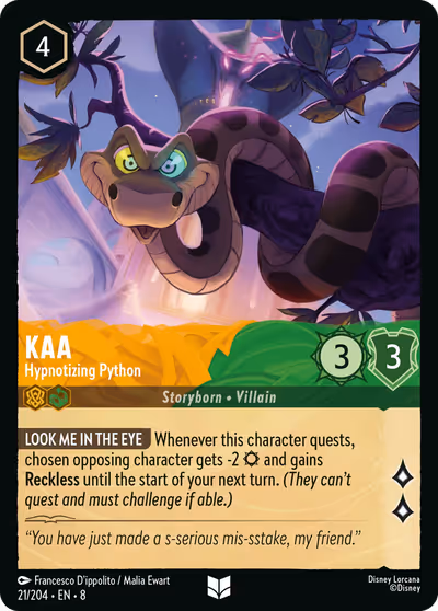 Kaa - Hypnotizing Python #21 — Reign of Jafar (Uncommon) · Disney Lorcana
