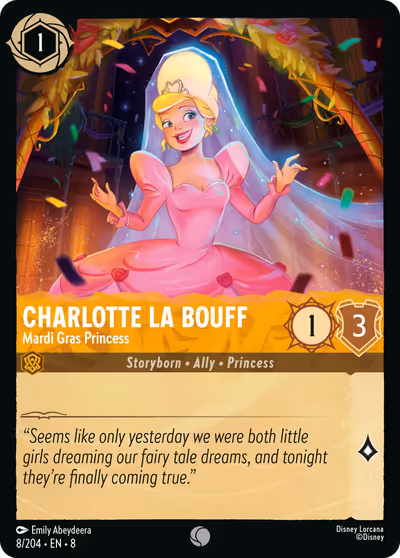 Charlotte La Bouff - Mardi Gras Princess #8 — Reign of Jafar (Common) · Disney Lorcana