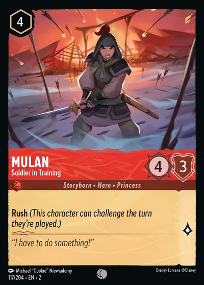 Mulan - Soldier In Training #117 — Rise of the Floodborn (Common) · Disney Lorcana