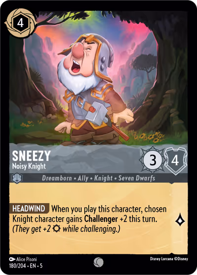 Sneezy - Noisy Knight #180 — Shimmering Skies (Common) · Disney Lorcana