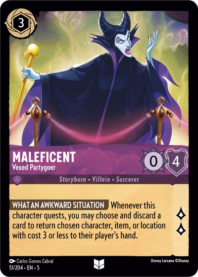 Maleficent - Vexed Partygoer #51 — Shimmering Skies (Uncommon) · Disney Lorcana