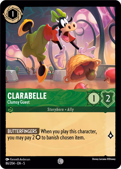 Clarabelle - Clumsy Guest #86 — Shimmering Skies (Common) · Disney Lorcana