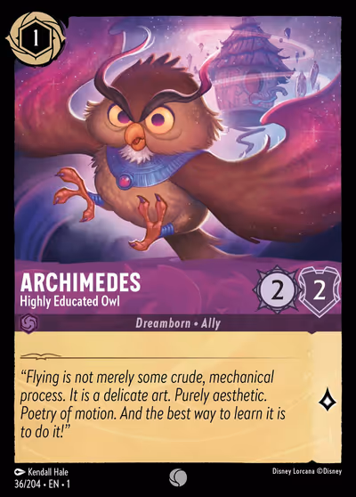 Archimedes - Highly Educated Owl #36 — The First Chapter (Common) · Disney Lorcana
