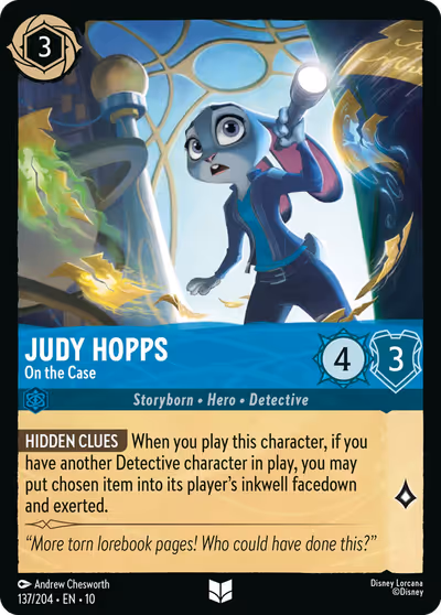 Judy Hopps - On the Case #137 — Whispers in the Well (Uncommon) · Disney Lorcana