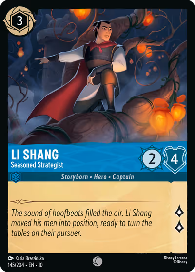 Li Shang - Seasoned Strategist #145 — Whispers in the Well (Common) · Disney Lorcana
