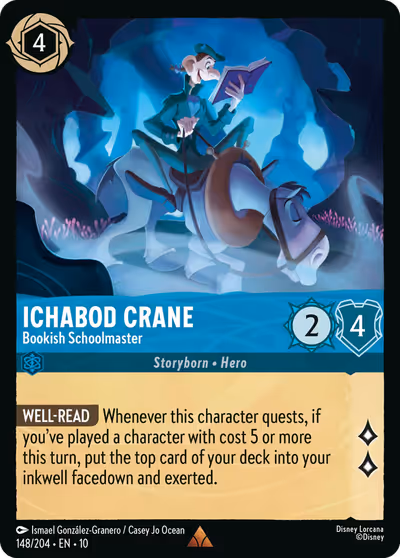 Ichabod Crane - Bookish Schoolmaster #148 — Whispers in the Well (Rare) · Disney Lorcana