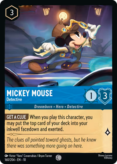Mickey Mouse - Detective #160 — Whispers in the Well (Common) · Disney Lorcana