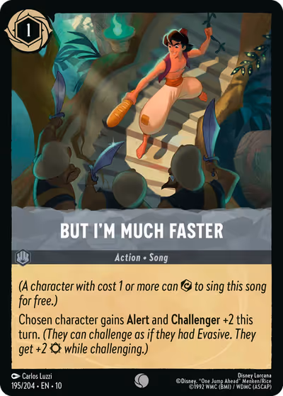 But I'm Much Faster #195 — Whispers in the Well (Common) · Disney Lorcana
