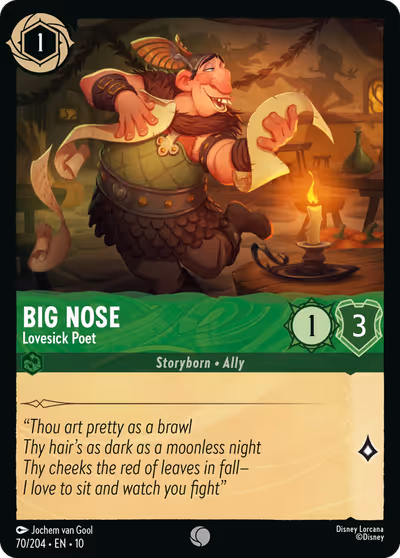 Big Nose - Lovesick Poet #70 — Whispers in the Well (Common) · Disney Lorcana