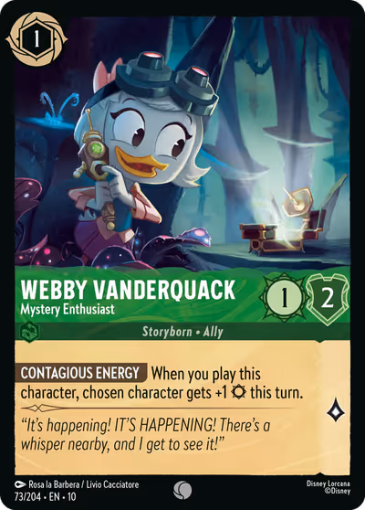 Webby Vanderquack - Mystery Enthusiast #73 — Whispers in the Well (Common) · Disney Lorcana