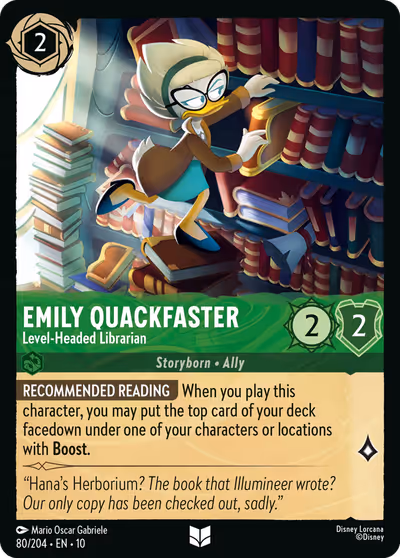 Emily Quackfaster - Level-Headed Librarian #80 Foil — Whispers in the Well (Uncommon) · Disney Lorcana