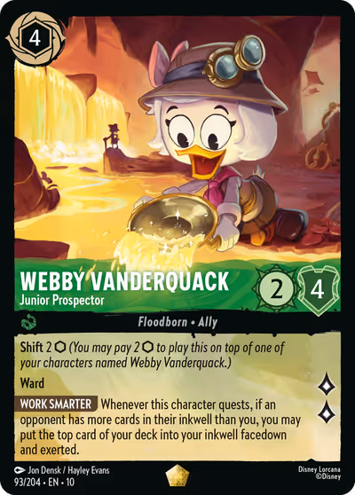 Webby Vanderquack - Junior Prospector #93 — Whispers in the Well (Legendary) · Disney Lorcana