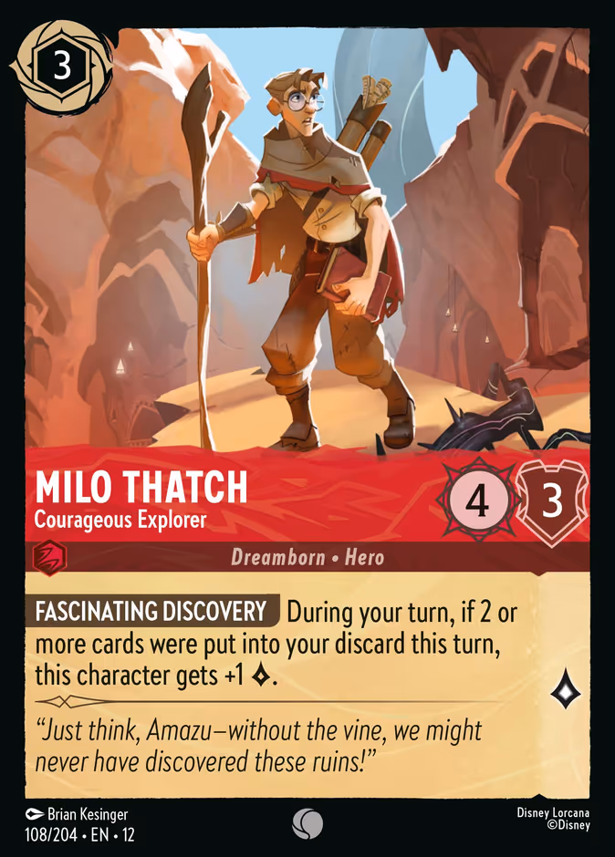 Milo Thatch - Courageous Explorer #108 (Common)